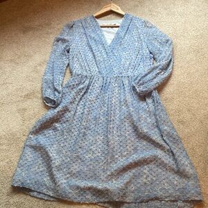 Gorgeous Boden dress light blue Swiss dot floral